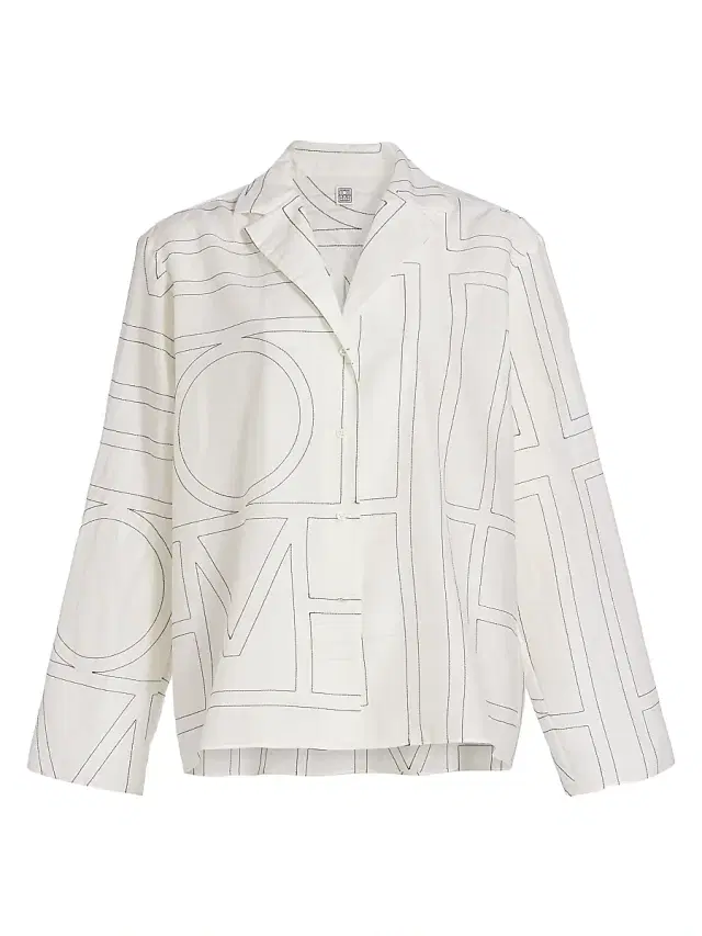 Toteme Women's Monogram Cotton-Blend Pajama-Style Top - White Black