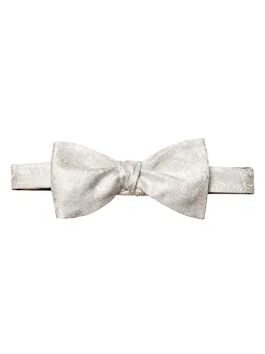 Eton Men's Paisley Silk Bowtie - Grey | Thumbnail 1 Eton Men's Paisley Silk Bowtie - Grey | Thumbnail 1