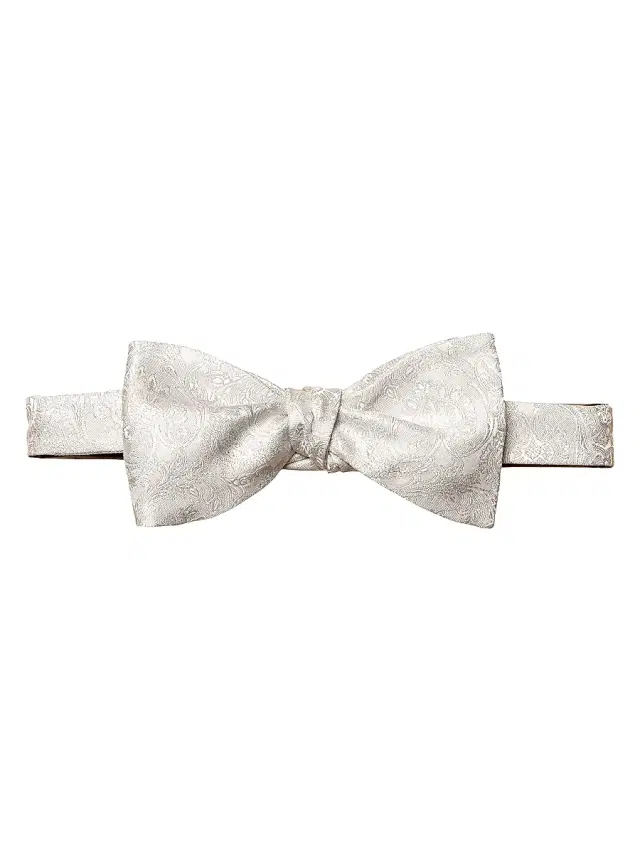 Men's Paisley Silk Bowtie - Grey Men's Paisley Silk Bowtie - Grey