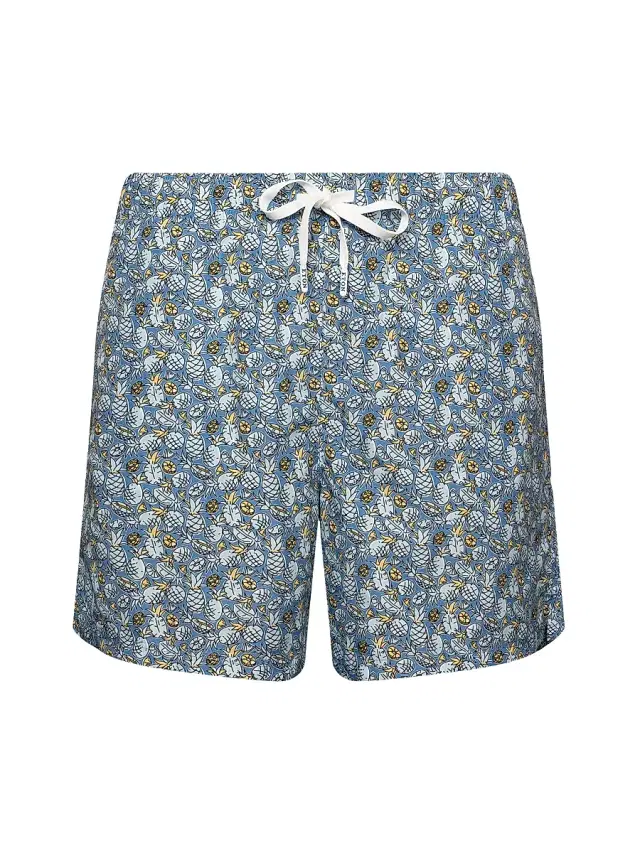 Men's Pineapple Drawstring Swim Shorts - Blue Men's Pineapple Drawstring Swim Shorts - Blue