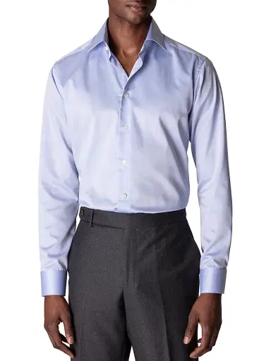 Eton Men's Contemporary-Fit Twill Dress Shirt - Blue - Size 18 | Thumbnail 3
