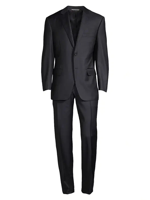 Men's Wool Two-Button Suit - Navy