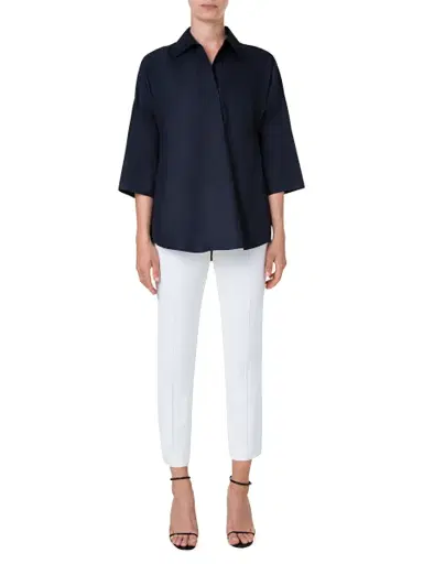 Akris punto Women's Elements Cotton Kimono Blouse - Black - Size 16 | Thumbnail 2
