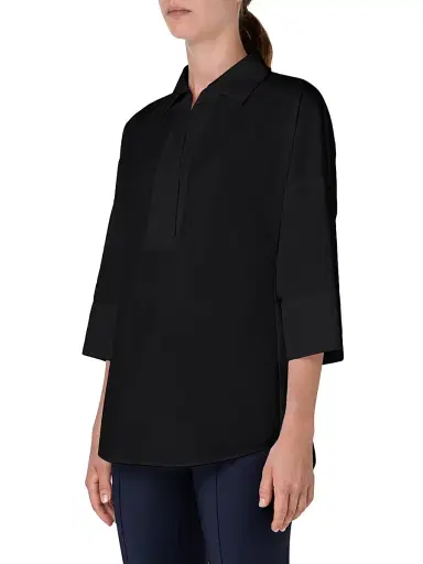 Akris punto Women's Elements Cotton Kimono Blouse - Black - Size 16 | Thumbnail 4