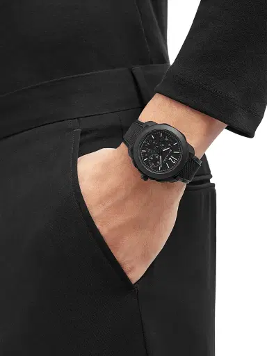 BVLGARI Men's Octo Roma Black Stainless Steel, Rubber & Alligator Leather Chronograph Watch/42MM - Black | Thumbnail 2