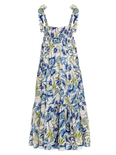THE LAZY POET Women's Blue Serenity Tessa Green Medusa Maxi Dress | Thumbnail 2