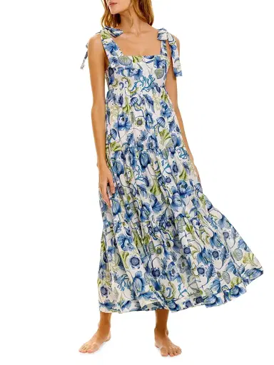 THE LAZY POET Women's Blue Serenity Tessa Green Medusa Maxi Dress | Thumbnail 3