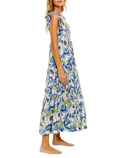 THE LAZY POET Women's Blue Serenity Tessa Green Medusa Maxi Dress | Thumbnail 4