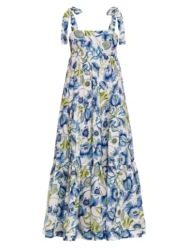 THE LAZY POET Women's Blue Serenity Tessa Green Medusa Maxi Dress | Thumbnail 1