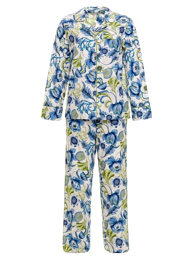 The Lazy Poet Women's Blue Serenity Emma Green Medusa 2-Piece Pajama Set - White