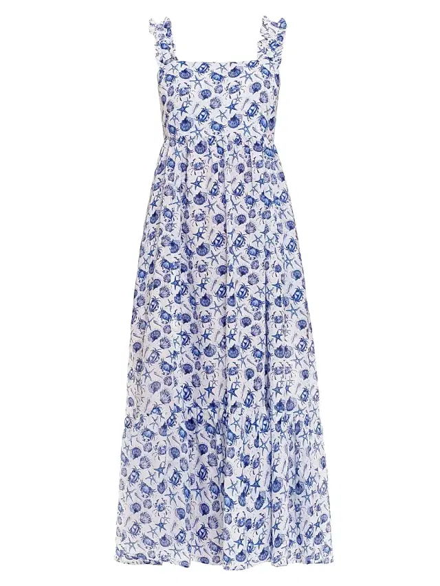 THE LAZY POET Women's Mika Linen Seashell Maxi Dress