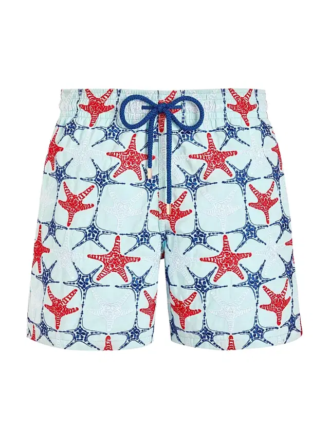 Men's Starfish-Embroidered Swim Trunks - Thalassa Men's Starfish-Embroidered Swim Trunks - Thalassa