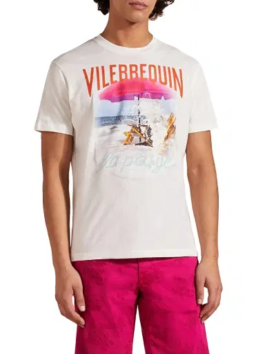 Vilebrequin Men's Wave Beach Cotton T-Shirt - Off White - Size XXL | Thumbnail 4