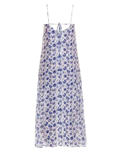 THE LAZY POET Women's Blue Serenity Frida Ecru Seashells By The Seashore Maxi Dress | Thumbnail 2 THE LAZY POET Women's Blue Serenity Frida Ecru Seashells By The Seashore Maxi Dress | Thumbnail 2