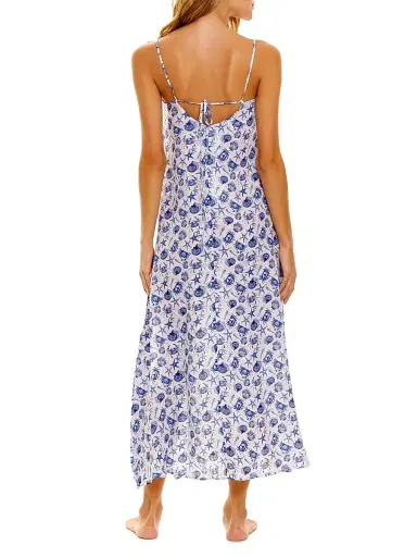 THE LAZY POET Women's Blue Serenity Frida Ecru Seashells By The Seashore Maxi Dress | Thumbnail 5 THE LAZY POET Women's Blue Serenity Frida Ecru Seashells By The Seashore Maxi Dress | Thumbnail 5