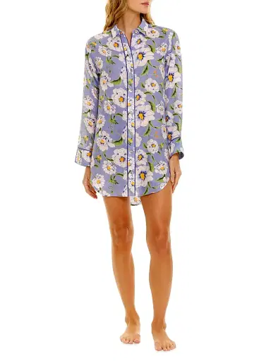 THE LAZY POET Women's Linen Floral Mini Shirtdress | Thumbnail 2 THE LAZY POET Women's Linen Floral Mini Shirtdress | Thumbnail 2