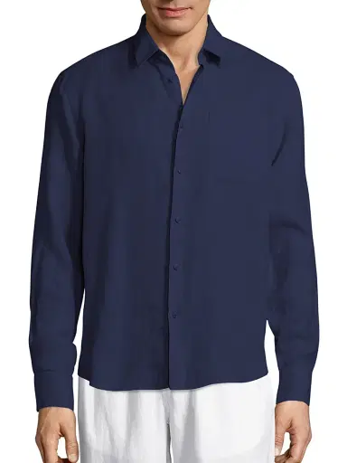 Vilebrequin Men's Lagoon Linen Shirt - Navy - Size XXXL | Thumbnail 1 Vilebrequin Men's Lagoon Linen Shirt - Navy - Size XXXL | Thumbnail 1