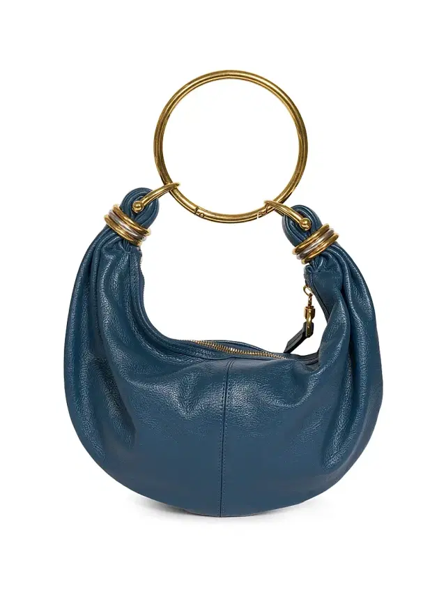Women's  Bracelet Grained Leather Hobo Bag - Tapestry Blue