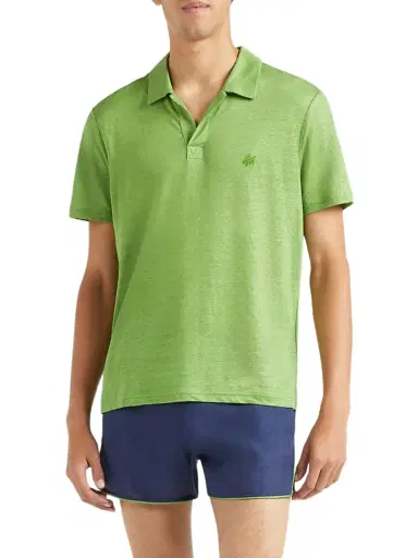 Vilebrequin Men's Pyramid Linen Polo Shirt - Camoplage - Size XL | Thumbnail 4