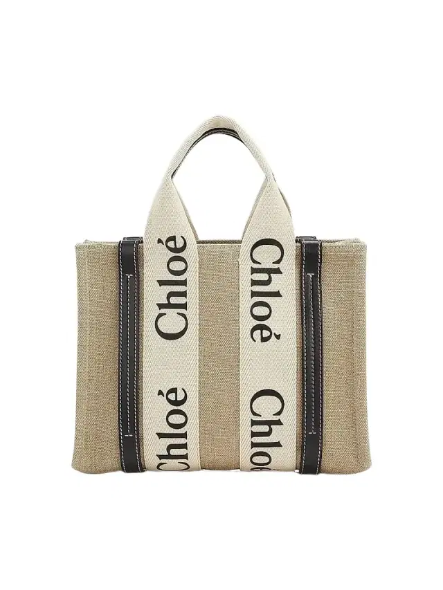 Chloé Women's Woody  Logo Tote - White Blue