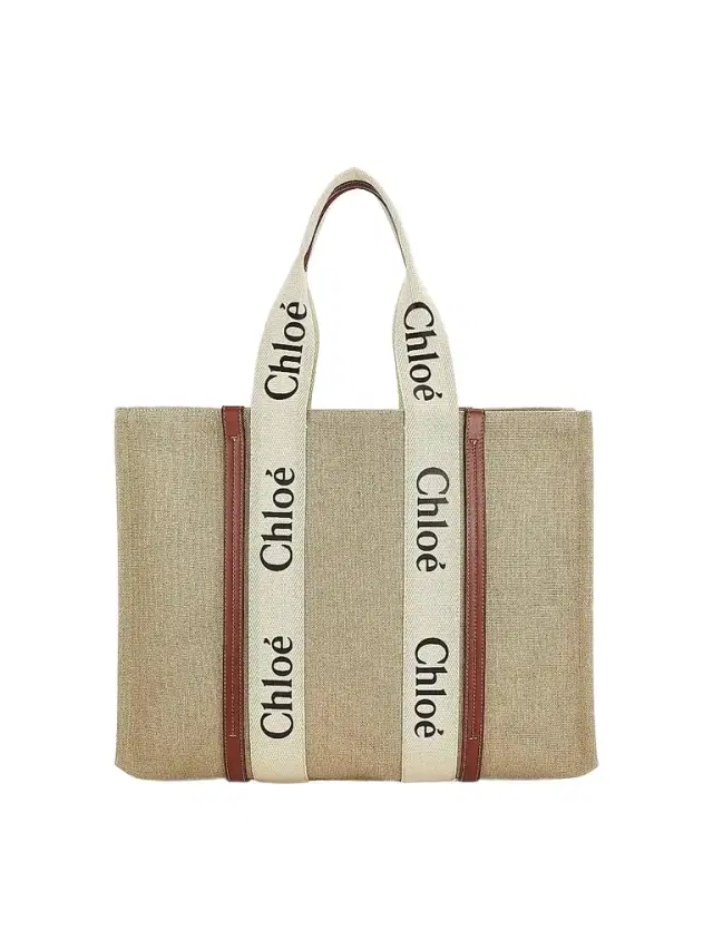 Chloé Women's  Woody Canvas Tote - White Brown