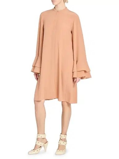 Chloé Women's Flare-Sleeve Silk Minidress - Cheek | Thumbnail 3