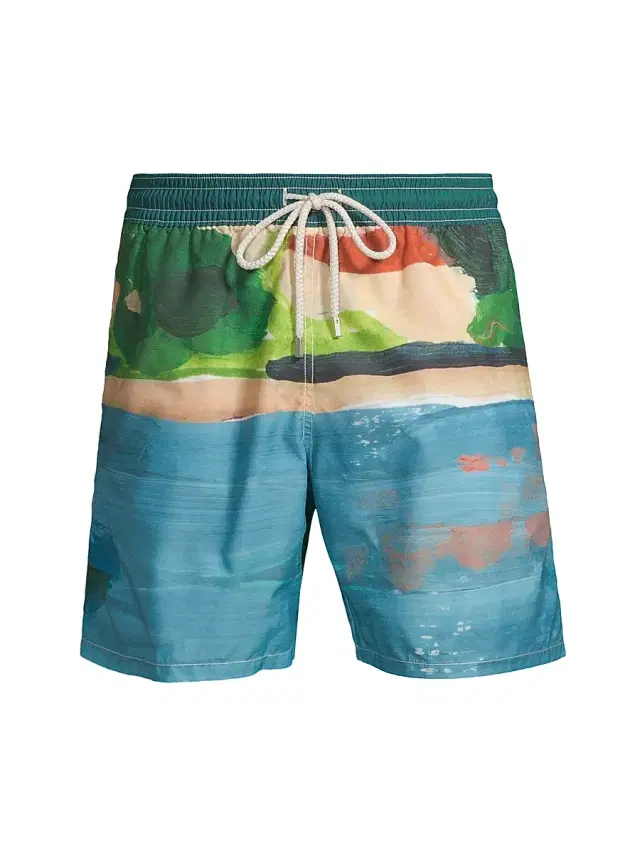 Vilebrequin Men's Moorea Abstract Swim Trunks - Chambray