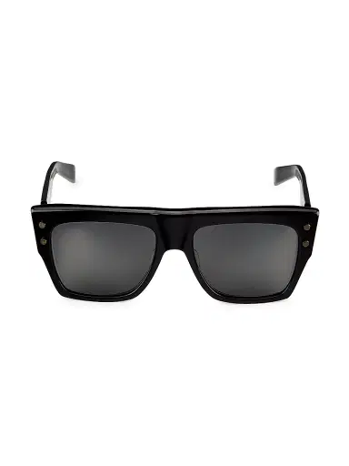 Balmain B-I 56MM Square Sunglasses - Black Dark Grey | Thumbnail 2