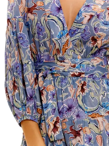 THE LAZY POET Women's Eloise Calypso Mermaid-Print Cotton Tie-Waist Minidress | Thumbnail 5 THE LAZY POET Women's Eloise Calypso Mermaid-Print Cotton Tie-Waist Minidress | Thumbnail 5