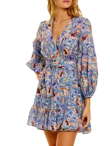 THE LAZY POET Women's Eloise Calypso Mermaid-Print Cotton Tie-Waist Minidress | Thumbnail 1 THE LAZY POET Women's Eloise Calypso Mermaid-Print Cotton Tie-Waist Minidress | Thumbnail 1