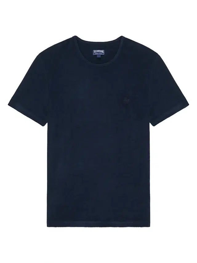 Men's Cotton-Blend Crewneck T-Shirt - Bleu Marine