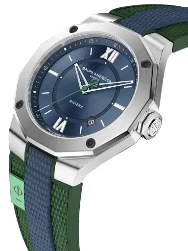 Baume & Mercier Men's Riviera 10688 Stainless Steel, Canvas, & Rubber Strap Watch | Thumbnail 2