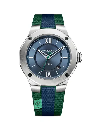 Baume & Mercier Men's Riviera 10688 Stainless Steel, Canvas, & Rubber Strap Watch | Thumbnail 1