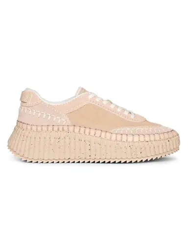Chloé Women's Nama Suede & Leather Low-Top Sneakers - Powder Beige | Thumbnail 2