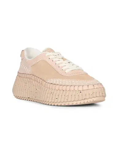 Chloé Women's Nama Suede & Leather Low-Top Sneakers - Powder Beige | Thumbnail 3