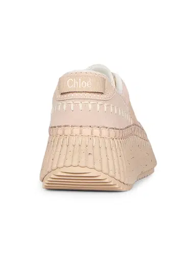 Chloé Women's Nama Suede & Leather Low-Top Sneakers - Powder Beige | Thumbnail 4