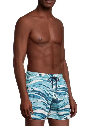 Vilebrequin Men's x Maison Kitsuné Wave Stripe Swim Shorts - Blue - Size XXL | Thumbnail 4