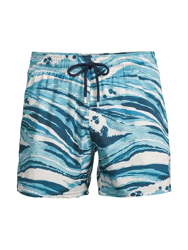 Vilebrequin Men's x Maison Kitsuné Wave Stripe Swim Shorts - Blue - Size XXL