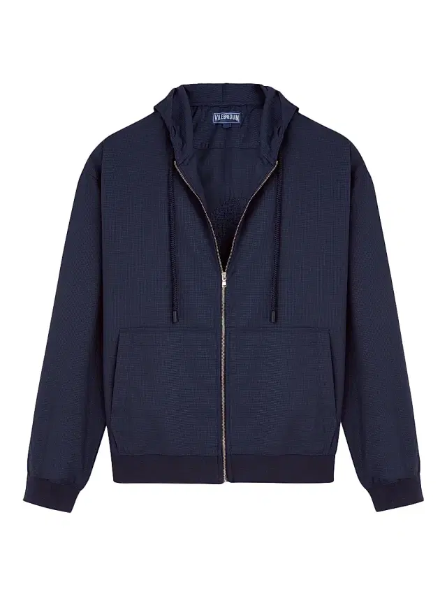 Men's Tile Wool-Blend Hoodie - Navy Blue