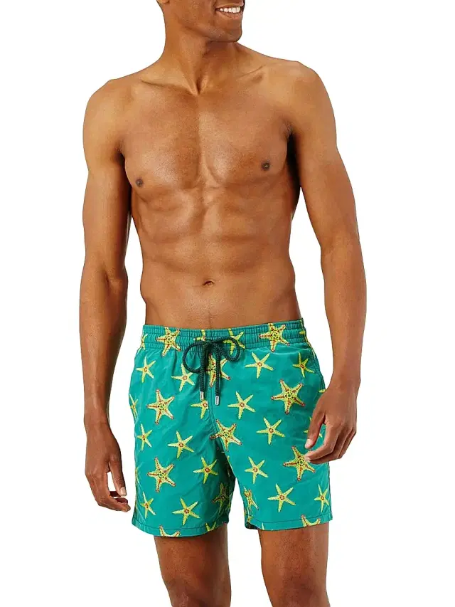 Vilebrequin Men's Starfish Embroidered Swim Shorts - Tilleul - Size Large