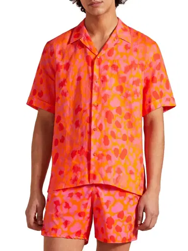 Vilebrequin Men's New Leopard Linen Camp Shirt - Abricot - Size XXL | Thumbnail 4 Vilebrequin Men's New Leopard Linen Camp Shirt - Abricot - Size XXL | Thumbnail 4