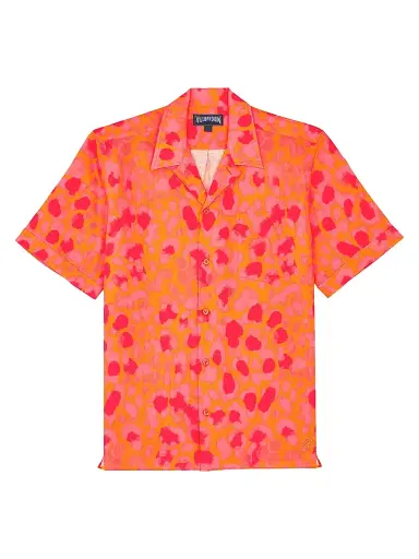 Vilebrequin Men's New Leopard Linen Camp Shirt - Abricot - Size XXL | Thumbnail 1 Vilebrequin Men's New Leopard Linen Camp Shirt - Abricot - Size XXL | Thumbnail 1
