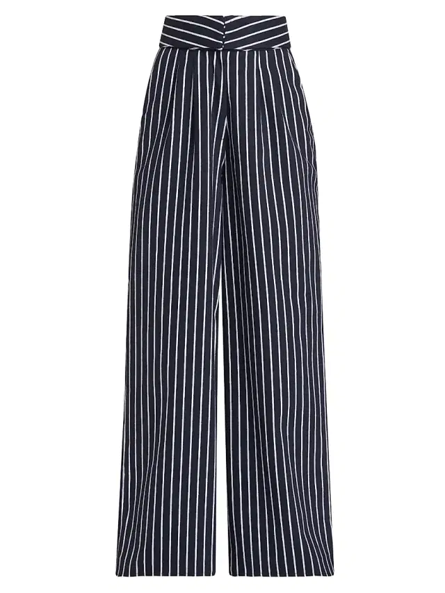 Atelier Crump Women's Ryu Pinstripe Pants - Navy White Stripes