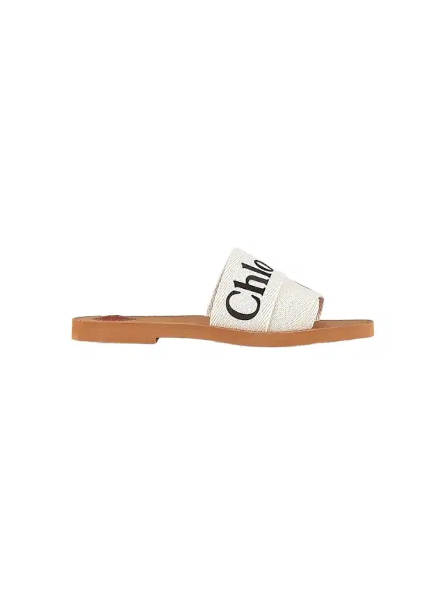 Chloé Women's Woody Linen Slides - White  Sandals