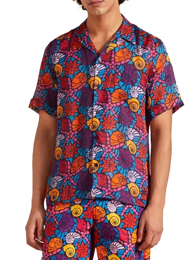 Vilebrequin Men's Noumea Sea Graphic Camp Shirt - Navy Blue Marine - Size XXL | Thumbnail 4