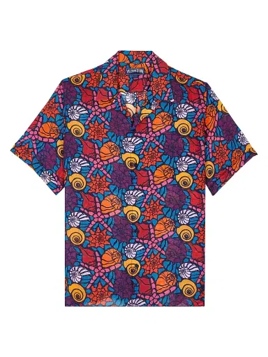 Vilebrequin Men's Noumea Sea Graphic Camp Shirt - Navy Blue Marine - Size XXL | Thumbnail 1