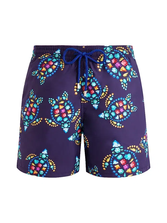 Men's Vendôme Turtles Cotton Swim Shorts - Navy Multi
