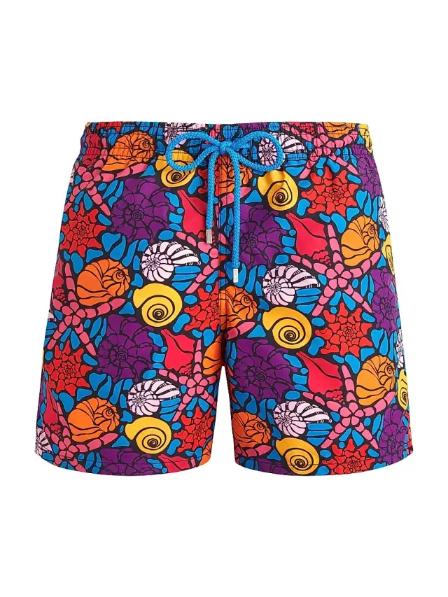 Vilebrequin Men's Noumea Sea Shell Graphic Swim Trunks - Navy Blue Marine
