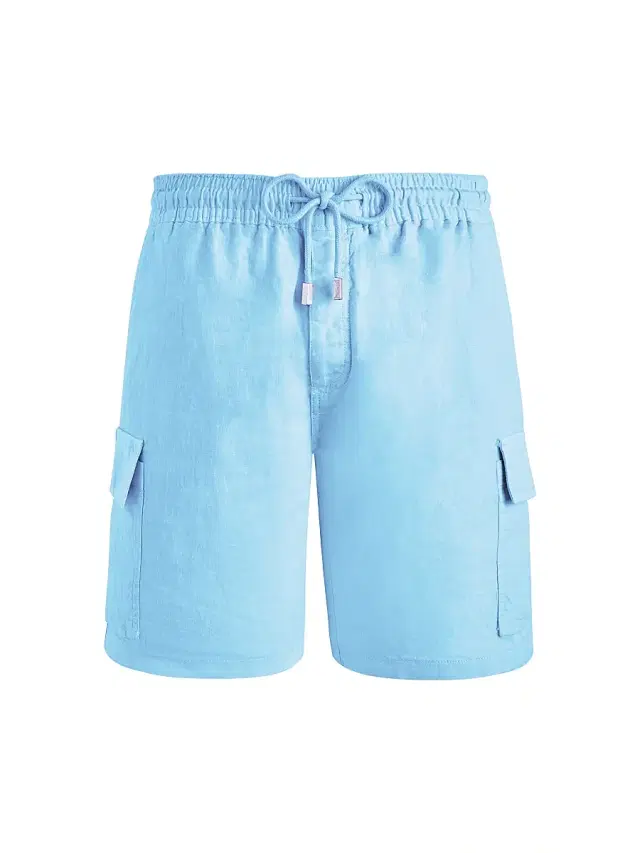 Vilebrequin Men's Linen Cargo Swim Trunks - Blue - Size XXL