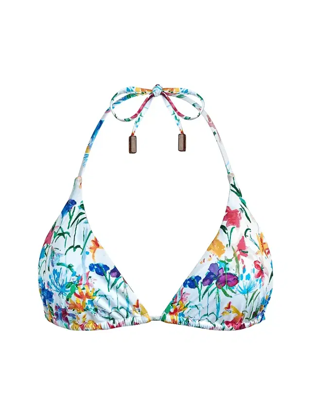 Vilebrequin Women's Happy Flowers String Bikini Top - Blanc